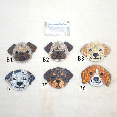 Dog Diamond Art Coaster on Wood