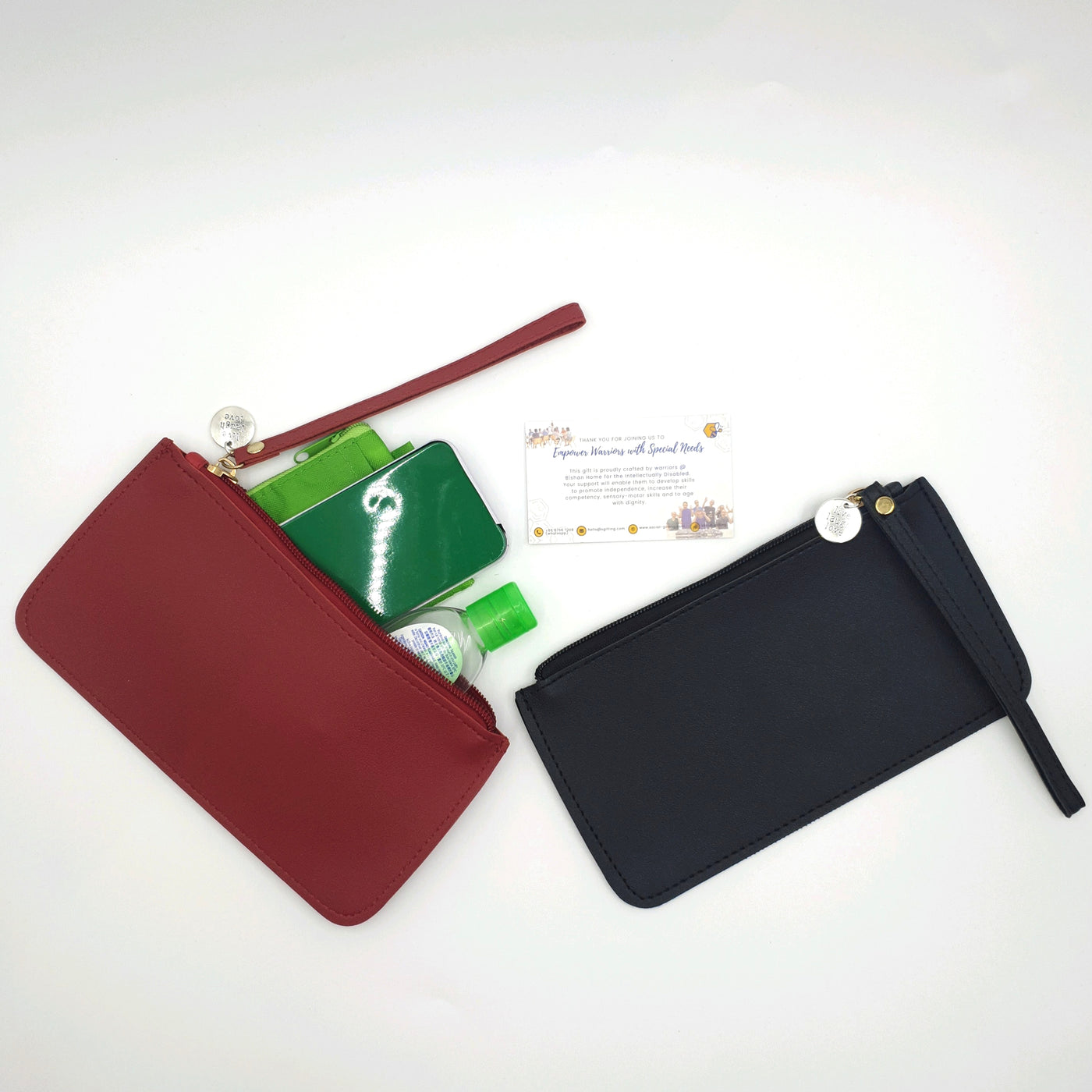 PU Leather Pouch with Motivational Charm