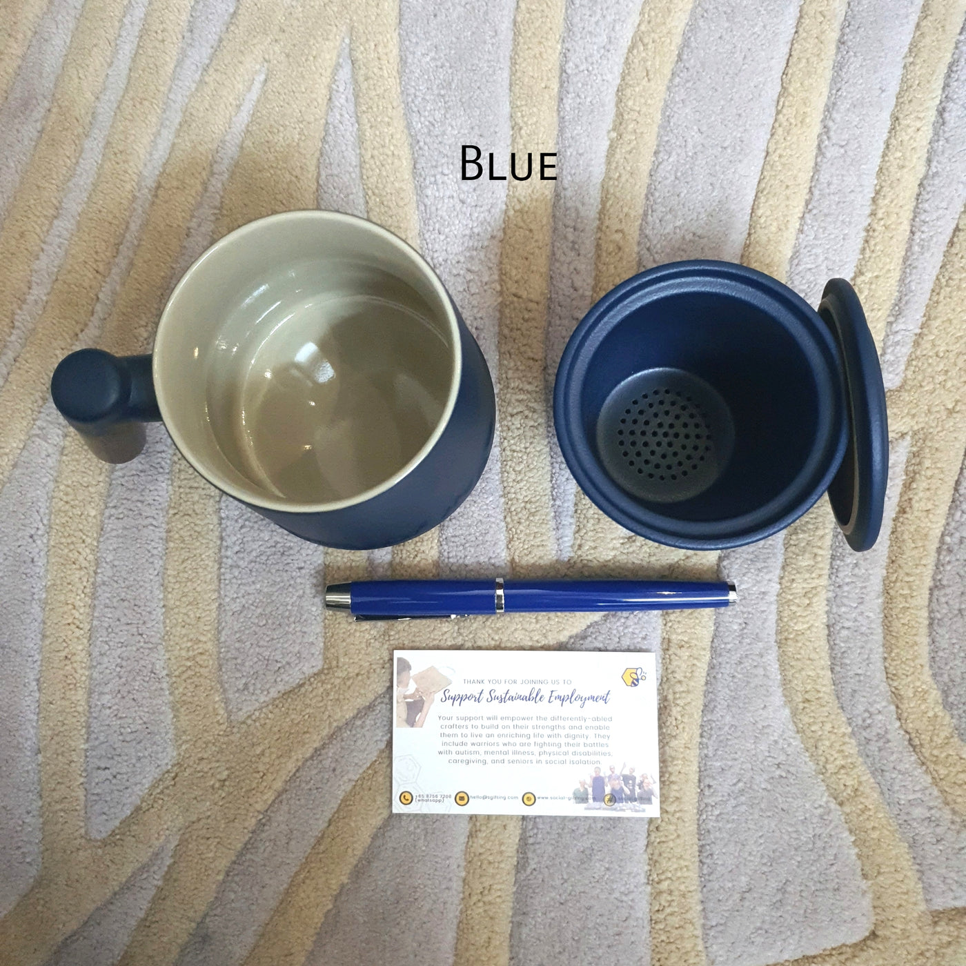 Gift Set - Tea Mug + Tea Strainer + Pen