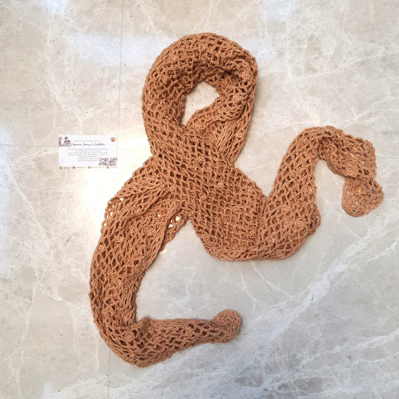 Hand Crocheted Orange Shawl