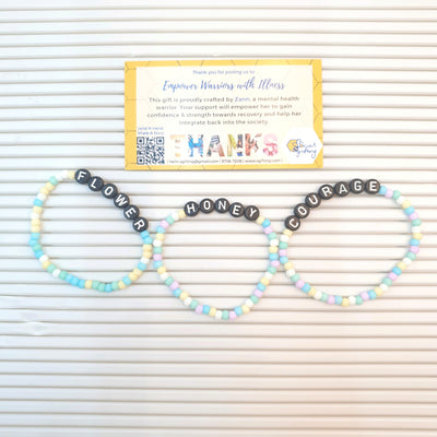 Pastel Beaded Bracelet (Black Words)