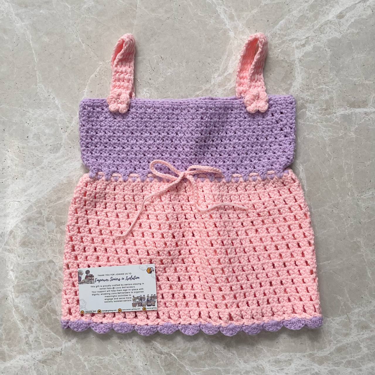 Hand Crocheted Baby Dress (Pink)