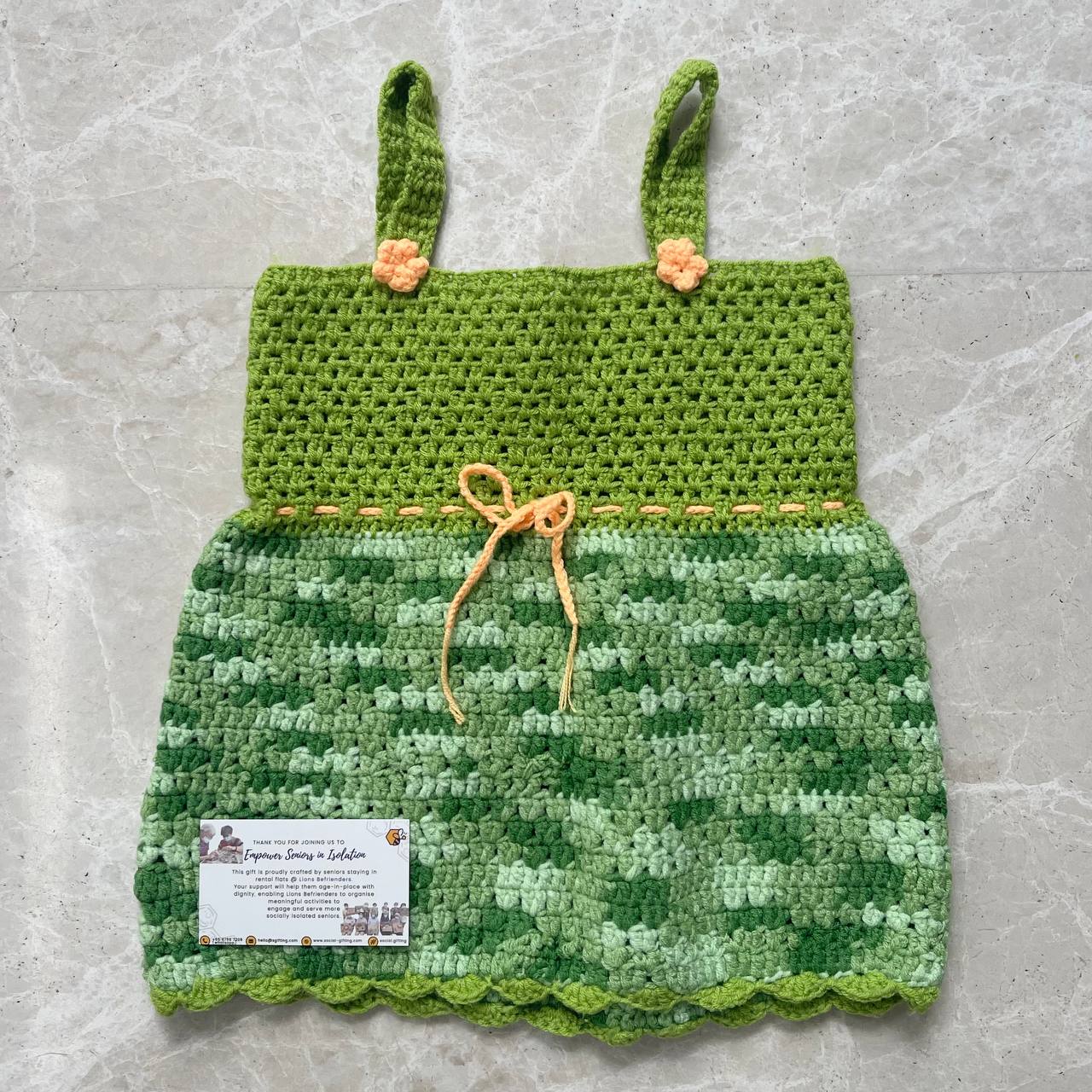 Hand Crocheted Baby Dress (green)