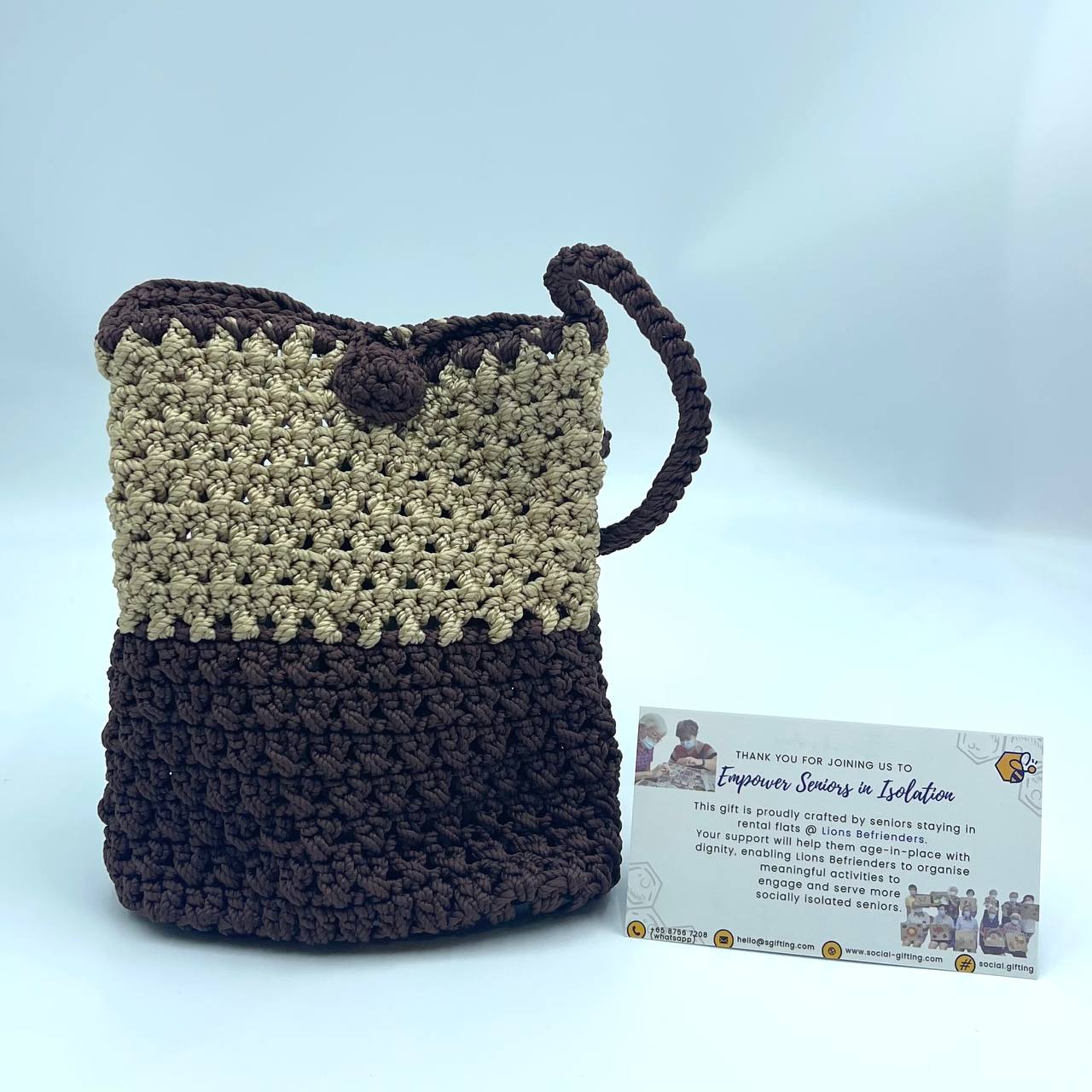 Hand Crocheted Pouch with Sling and Base