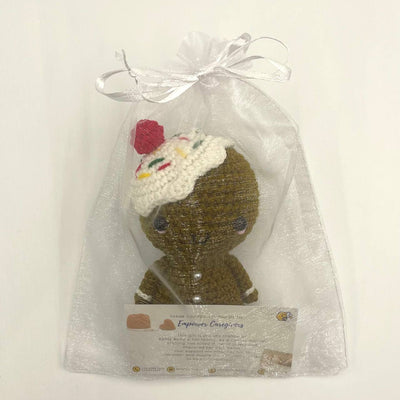 Hand-Crocheted Gingerbread Man with Hat Keyring