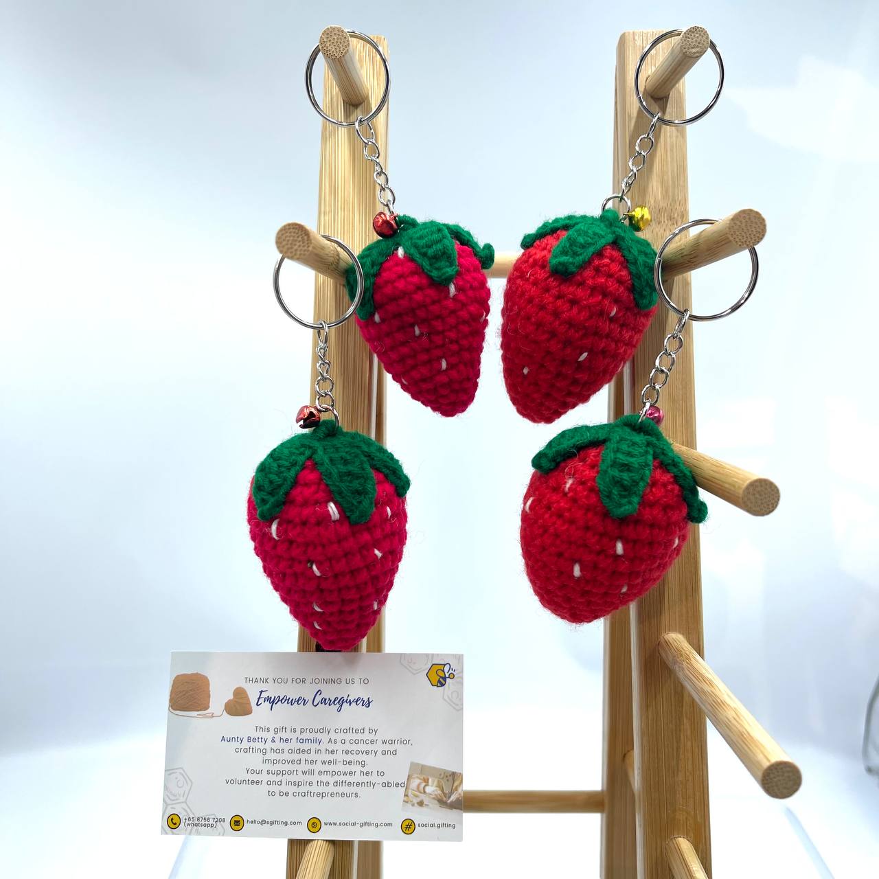 Hand Crocheted Strawberry Keyring