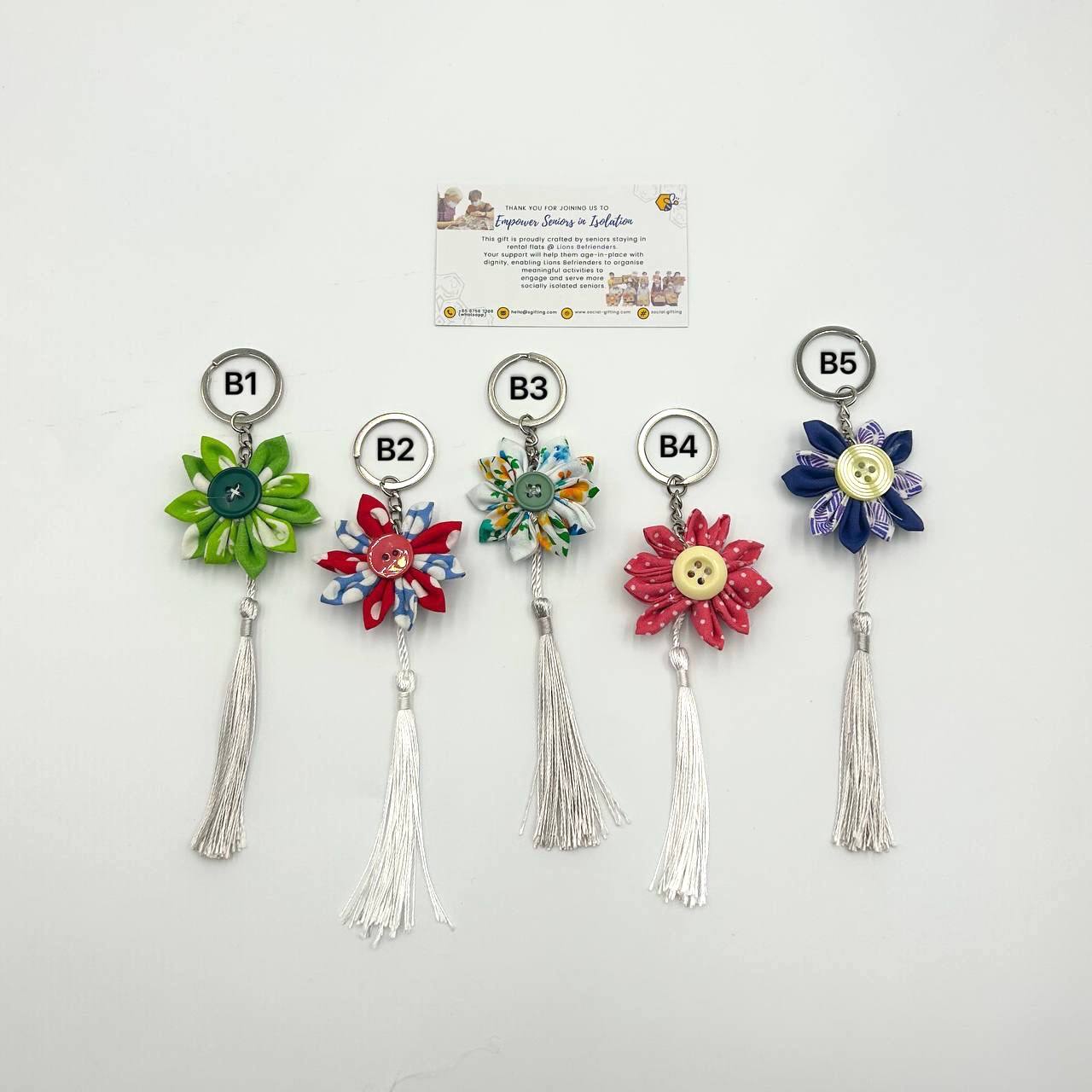 Hand Sewn Flower Keychain