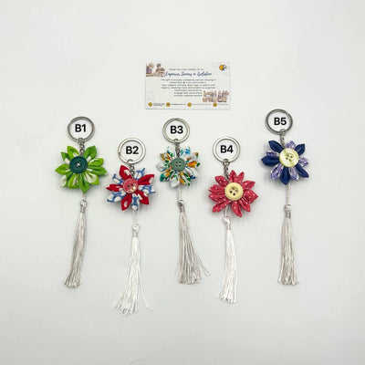 Hand Sewn Flower Keychain