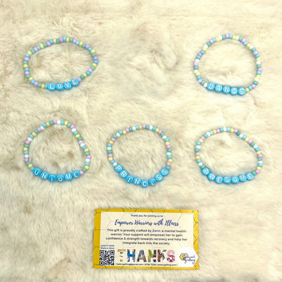 Pastel Beaded Bracelet (Blue Words)