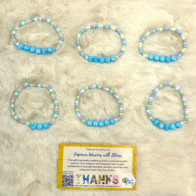 Pastel Beaded Bracelet (Blue Words)